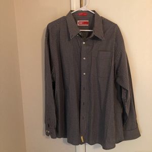 Ezs By Haggar Mens Button Down Shirt Multicolor Plaid Long Sleeve Pocket XXL